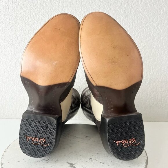 NEW Rod Patrick Womens Cowboy Boots 9.5EE Western Cowgirl Brown Ivory Contrast - Picture 8 of 11